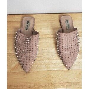 Steve Madden Shoes Womens 7M Tan Nude Studded Spike Pointed Mule Slides Rocker